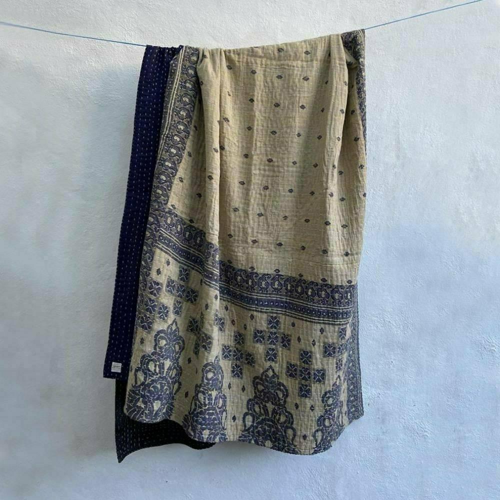 Silk Sari Throw - Gold/Blue %Recollectshop%