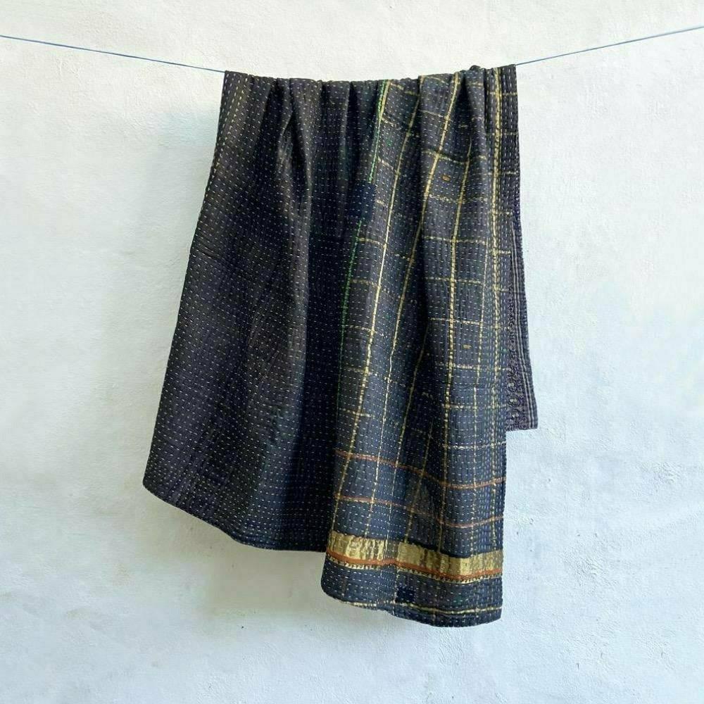 Silk Sari Throw - Gold/Blue %Recollectshop%
